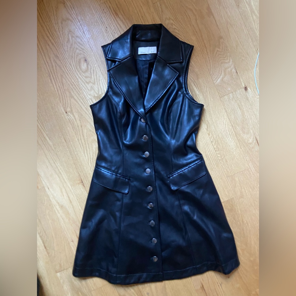 Black leather mini dress size small